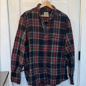 L.L. Bean Men's Red and Green Plaid Shirt